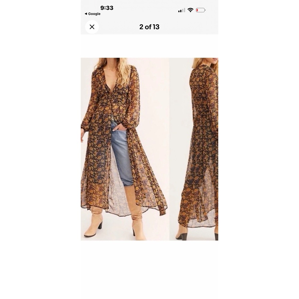 Free People Valerie Duster in Honeysuckle  Purple & Gold XS G-3